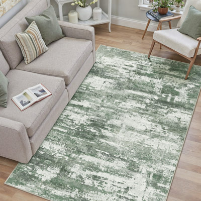 Sarah Modern Abstract Machine Washable Area Rug with Non-Slip Backing
