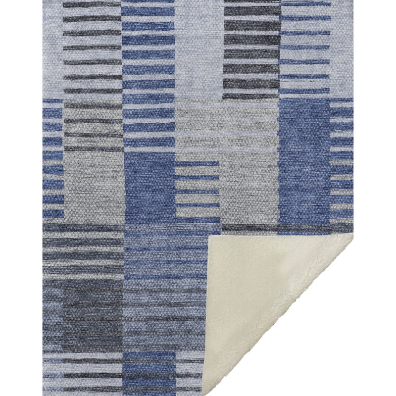Jeté rayé Addison Sherpa ASB687, Bleu