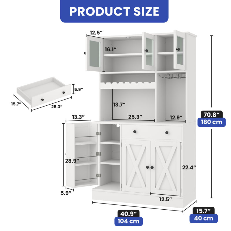 Armoire de rangement avec garde-manger Gracie Oaks, Blanc
