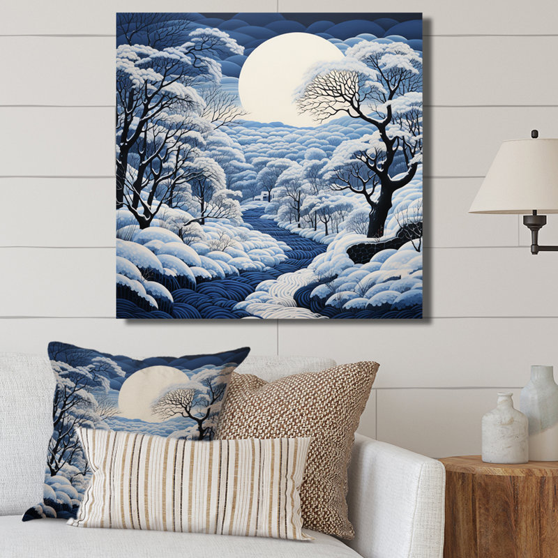«Snow Winters Moon Solitude II», reproduction sur toile, H 16 po x l 16 po x P 1 po, Toile tendue