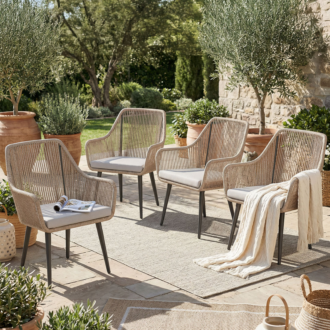 Wicker Outdoor Dining Armchair with Cushion OC Orange-Casual Frame Color/Cushion