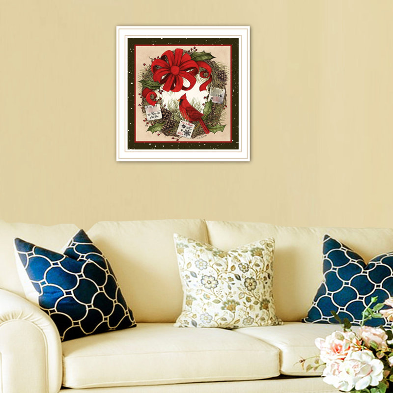 Créez un coin douillet avec l'art mural Cardinal - chambre à coucher encadrée en blanc par Transform Your Space Captivating