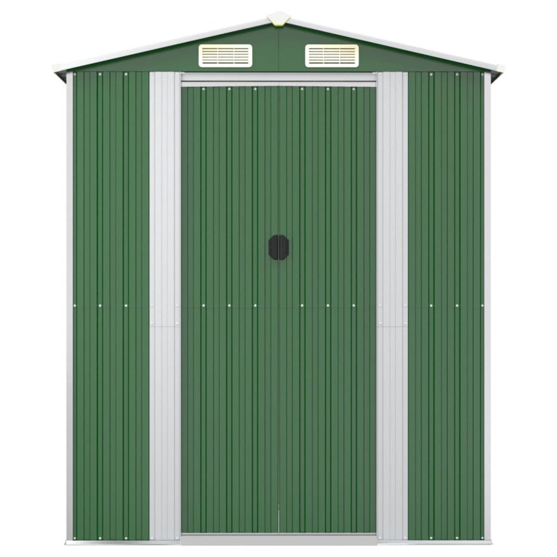 Galvanised Steel Apex Garden Shed, 223cm H X 192cm W X 108cm D, Green