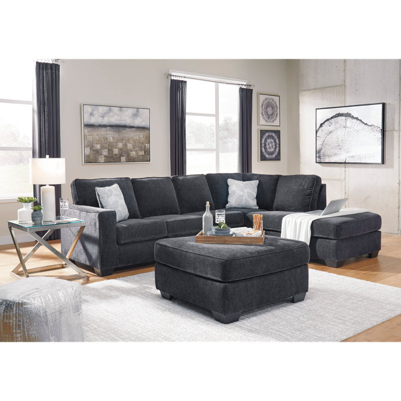 Canapé modulaire 2 pièces Alfretta, Polyester noir