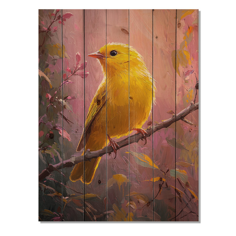 Songbird In The Forest Clearing - Décoration murale en bois d'oiseau - sur bois de pin naturel, H 32 po x l 24 po x P 0,78 po