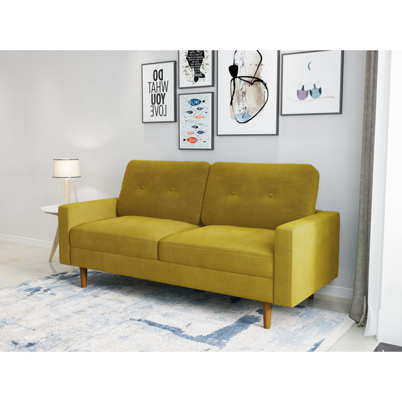 70'' Velvet Sofa, Goldenrod Velvet