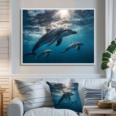 Dolphin Nautical Scene In Summer II - Animals Dolphin Print Wall Art