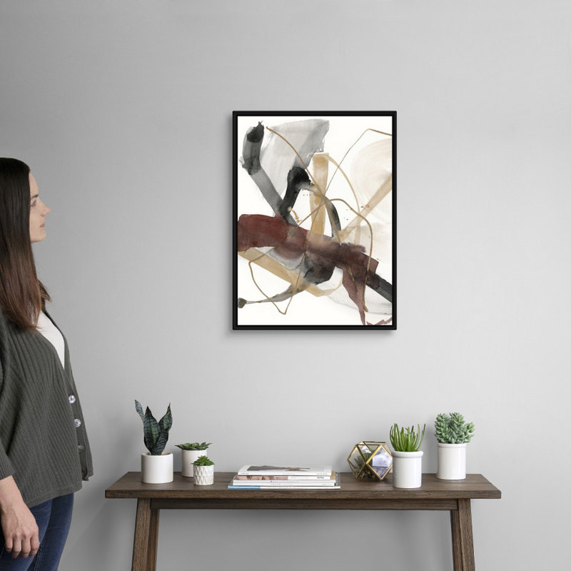 «Bourgogne Interjection I» par Jennifer Goldberger - reproduction d'art, H 26 po x l 20 po, Toile avec cadre, Noir