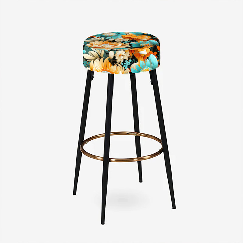 Turquoise Poupart Funky Floral Serenade - Ensemble de 2 tabourets floraux