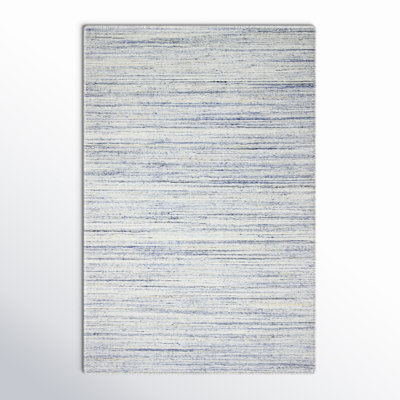 Thebes Handmade Hand Loomed Wool Ivory/Blue Rug