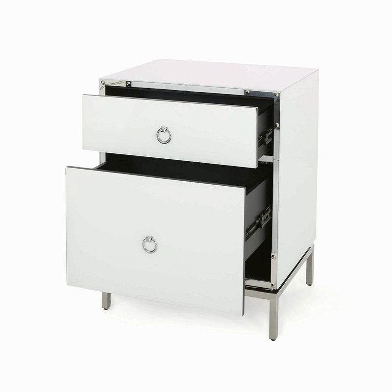 2 Drawer Bedside Table, White, Elegant