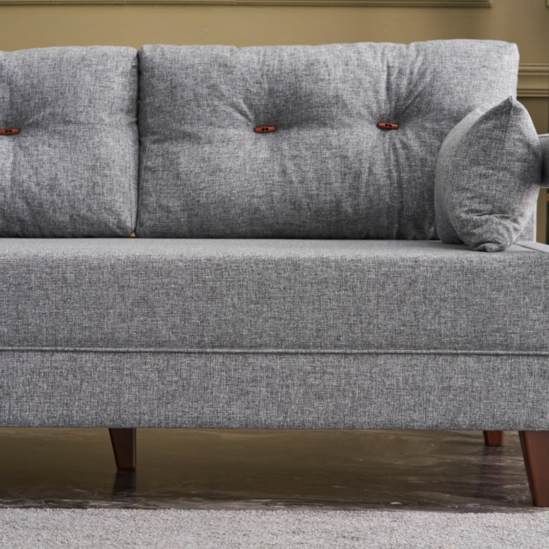 Canapé convertible Yonah, 100 % polyester gris