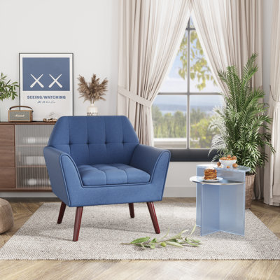 Fauteuil capitonné en lin 30,3 po Janara