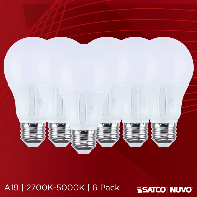 9.5 Watt LED A19 27K/3K/35K/4K/5K Medium Base 120 Volt, 800 Lumens, 9.5 W