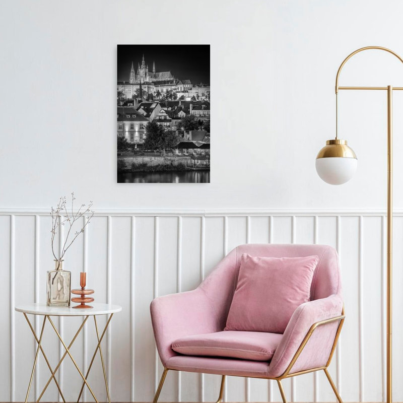 Prague Castle Night Gothic Abstract Contemporary Architecture City Wall Art Print 1 Piece Wrapped Canvas Wall Art