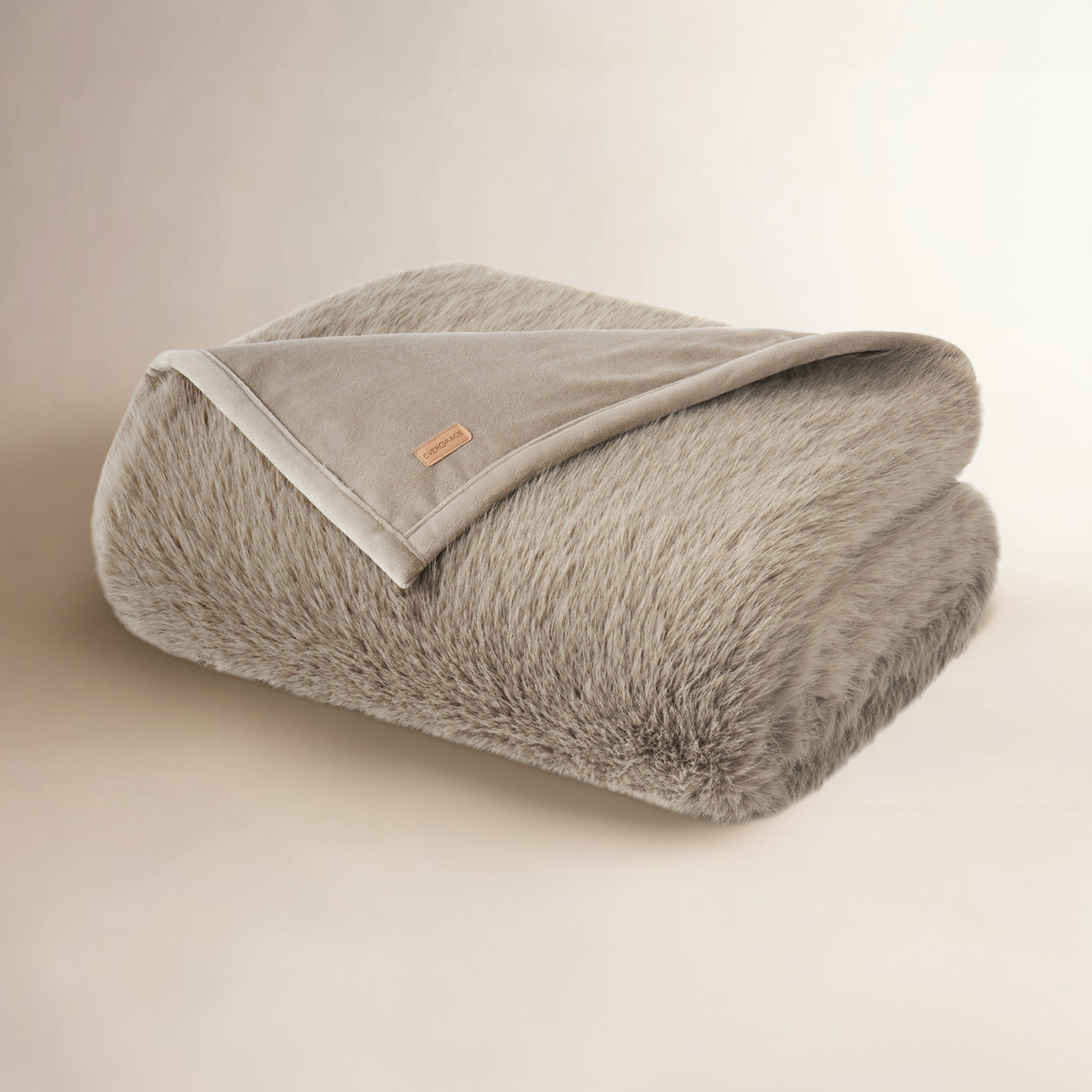 Luxe Faux Fur Throw Blanket, Natural Mink, Twin