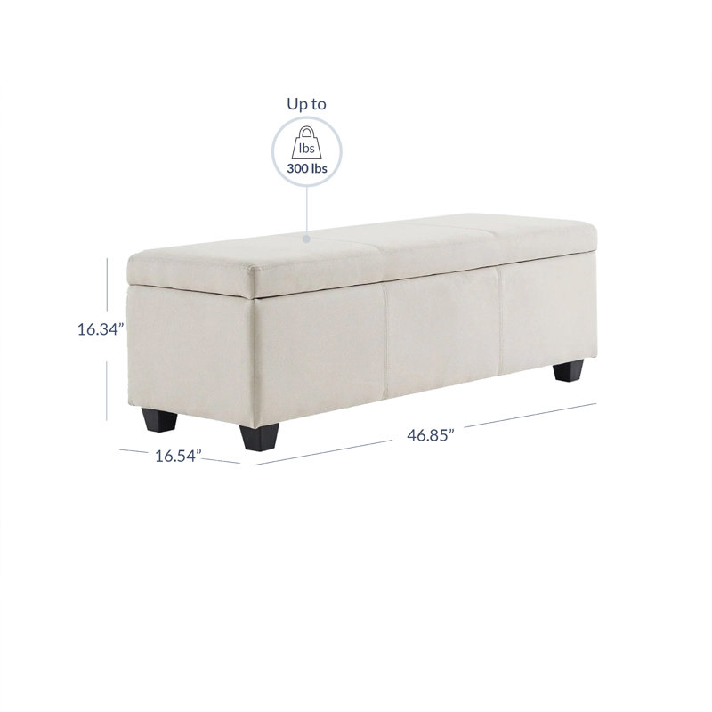 Aiyahna 46.85" Wide Rectangle Upholstered Storage Ottoman, Beige Linen