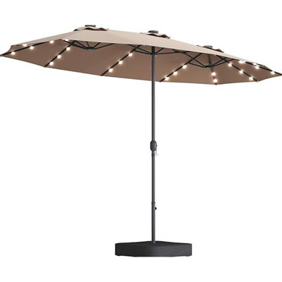 Wind Vent Double Patio Umbrella With Large Shade - Taupe Extra For Beach 15Ft