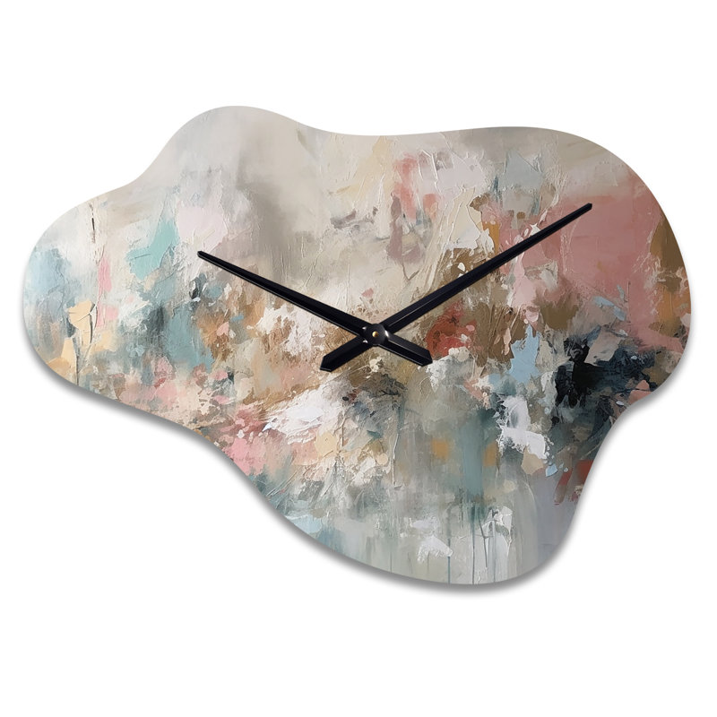 «Brushstroke Abstract Paint I - Abstract Collages», horloge murale asymétrique, Petit