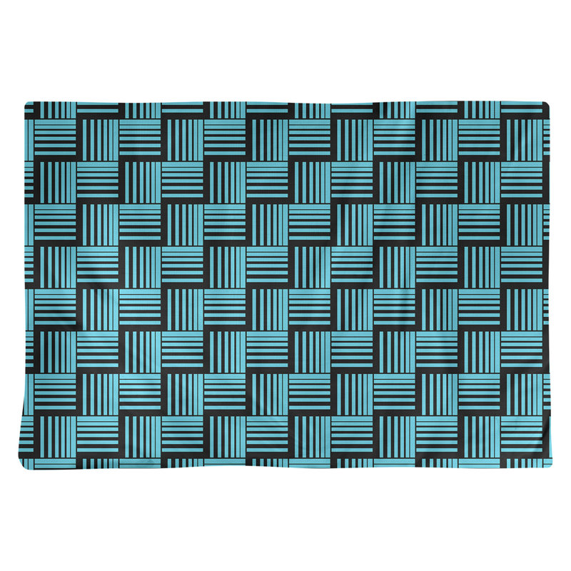 Napperon en coton à rayures de 18 po classique Baskettressées, Bleu clair / noir, polyester