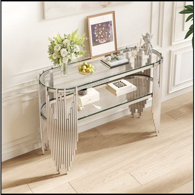 Burwell avec tablettes en verre et pieds en métal