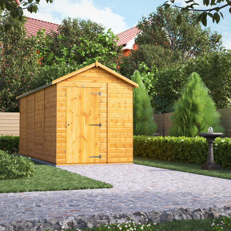 Powersheds 16 x 6ft Timber Tongue & Groove Windowless Apex Garden Shed, Double Doors