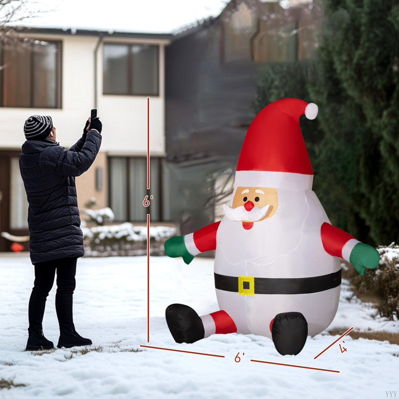 Père Noël gonflable de Noël 6 pi avec boule magique rotative Outsunny