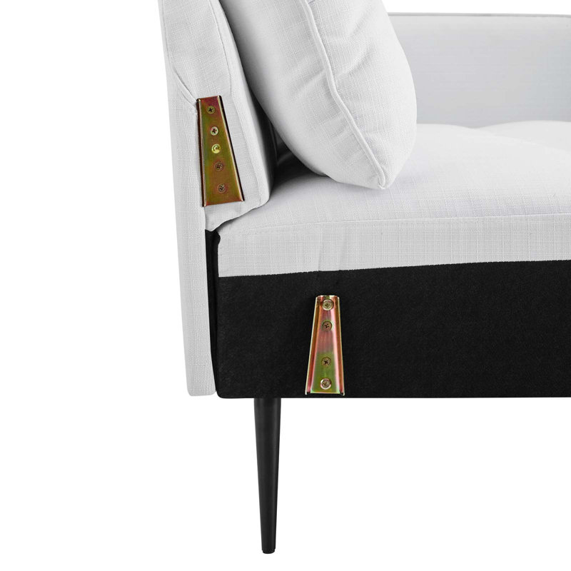 Canapé en tissu touffeté Cameron, 100% polyester blanc, Noir