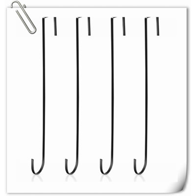 15 Inch Wreath Hanger Hooks Over Door Metal Hooks Practical Clothes Towel Hanger Hooks For Christmas Front Door Decorations (Black,4 Pieces)