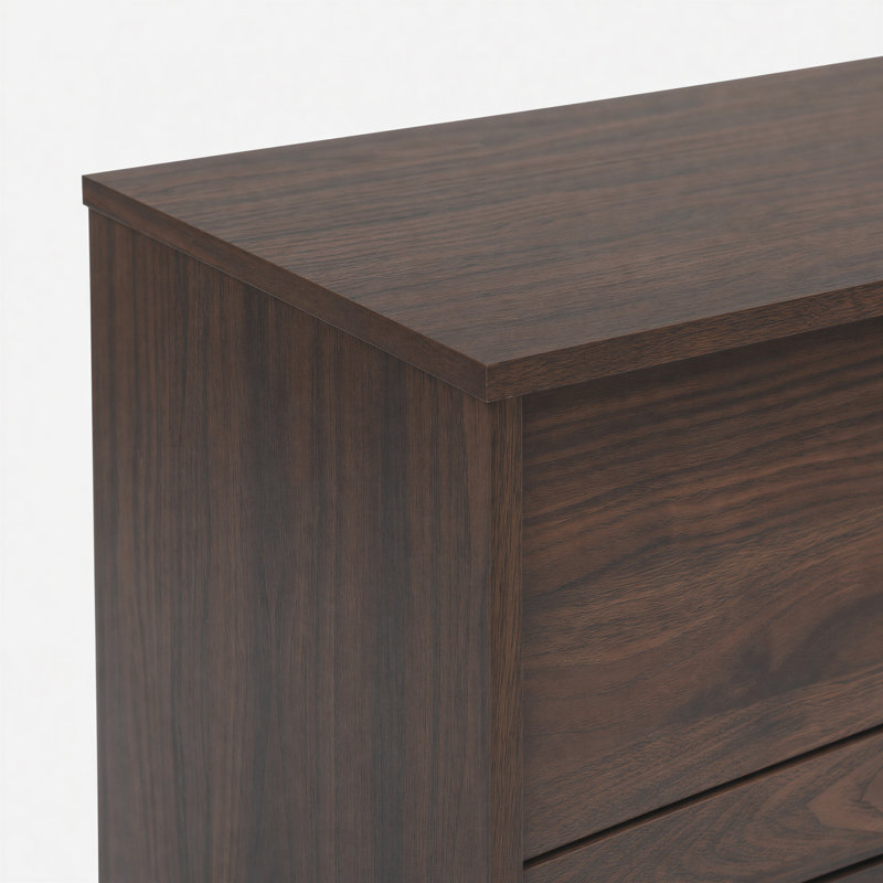 Venne 3 Push-Open Drawer Wood Effect  Chest of Drawers - Modern Mid-Century Design, Walnut