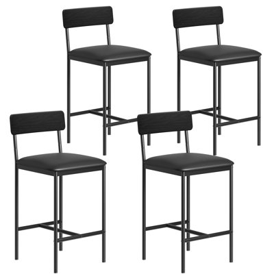 Ensemble de 4 tabourets de bar de 37 po avec pieds en métal et chaises en polyuréthane