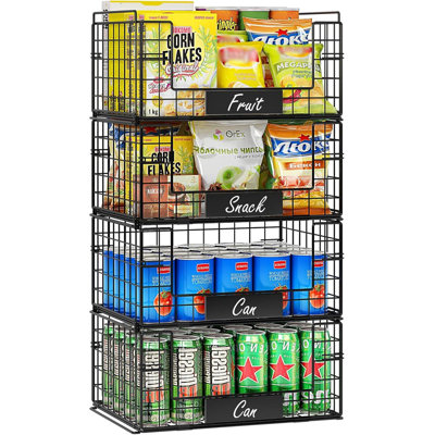 4-Pack Stackable Metal Mesh Basket With Handle