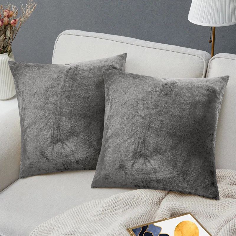 Heavy Crushed Velvet Cushion Cover, Grey
