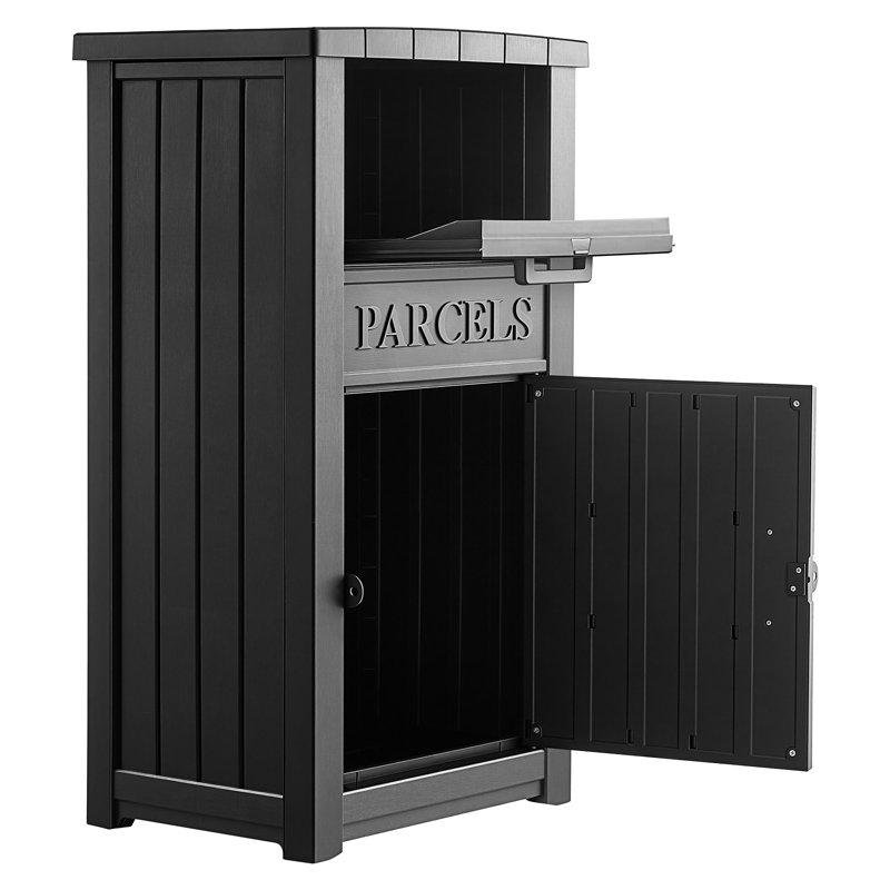 Outdoor Package Delivery Box 44.13 in Large Parcel Drop Box Black, for Porch, Curbside & Home Storage, Lockable Anti-Theft Waterproof Design, Durable PP Secure Mailbox for All-Weather Use