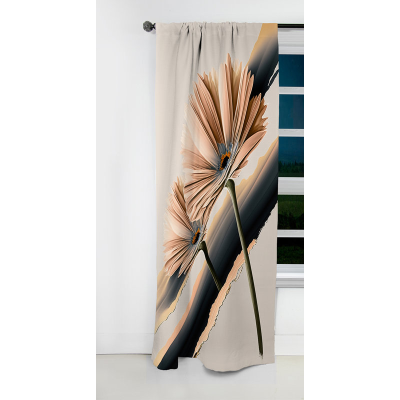 Rideau à motif floral occultant - 1 panneau, L 52 po x L 90 po