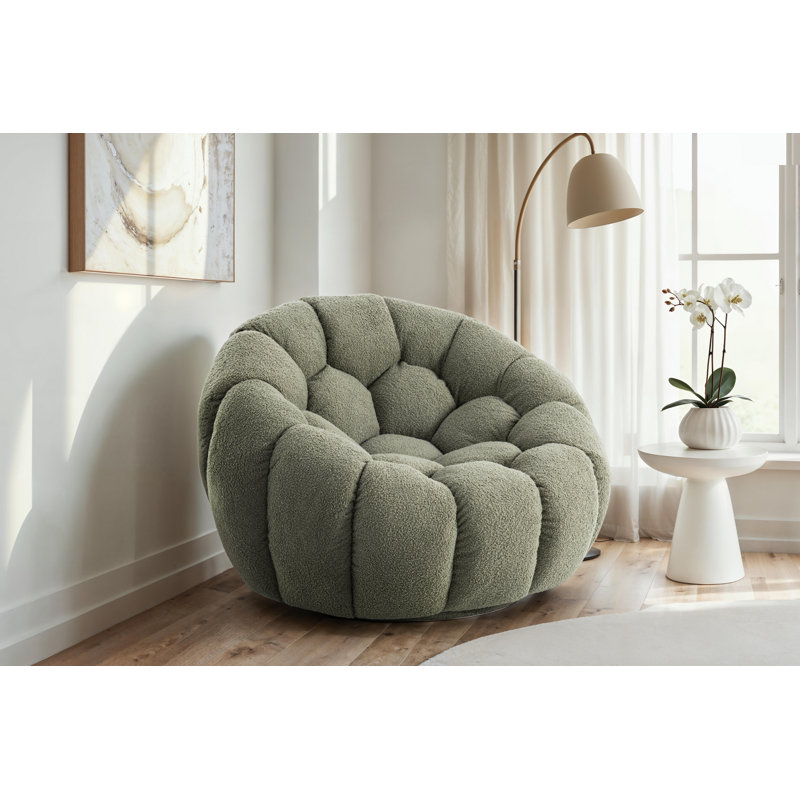 Atrani Candiece Compact Tufted Papasan Chair, Sage Green