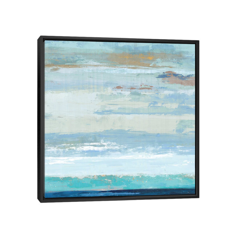«Sea Shore I», reproduction sur toile, H 37 po x l 37 po x P 1,5 po, Toile avec cadre noir, Pas de tapis