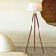 Lampe sur pied moderne de 61 po avec abat-jour tambour en tissu crème et base en bois brun Emma, ampoule incluse Emma-79261726