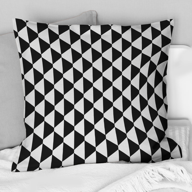 Coussin moderne noir Houndstooth II - moderne, H 16 po x l 16 po