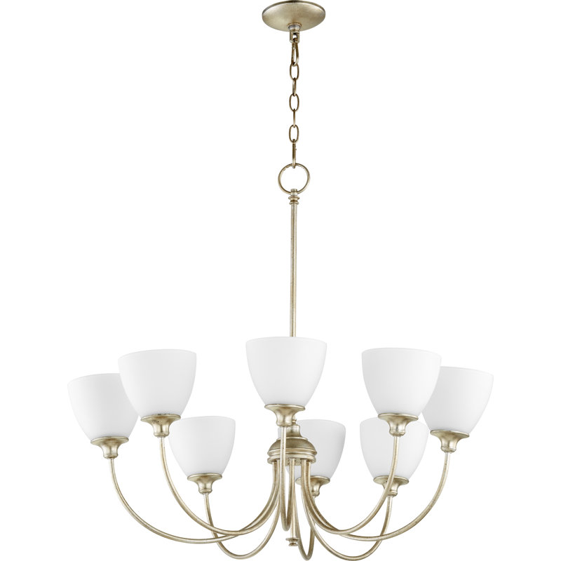 lustre gris classique/traditionnel 8 lumières  Dian, Feuille argentée vieillie