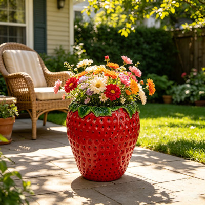 15" Height Strawberry Shaped Planter Pot