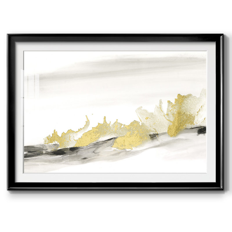 Or sur l'horizon II - encadré avec cadre biseauté et verre, Noir, H 15 po x l 21 po x P 1,5 po