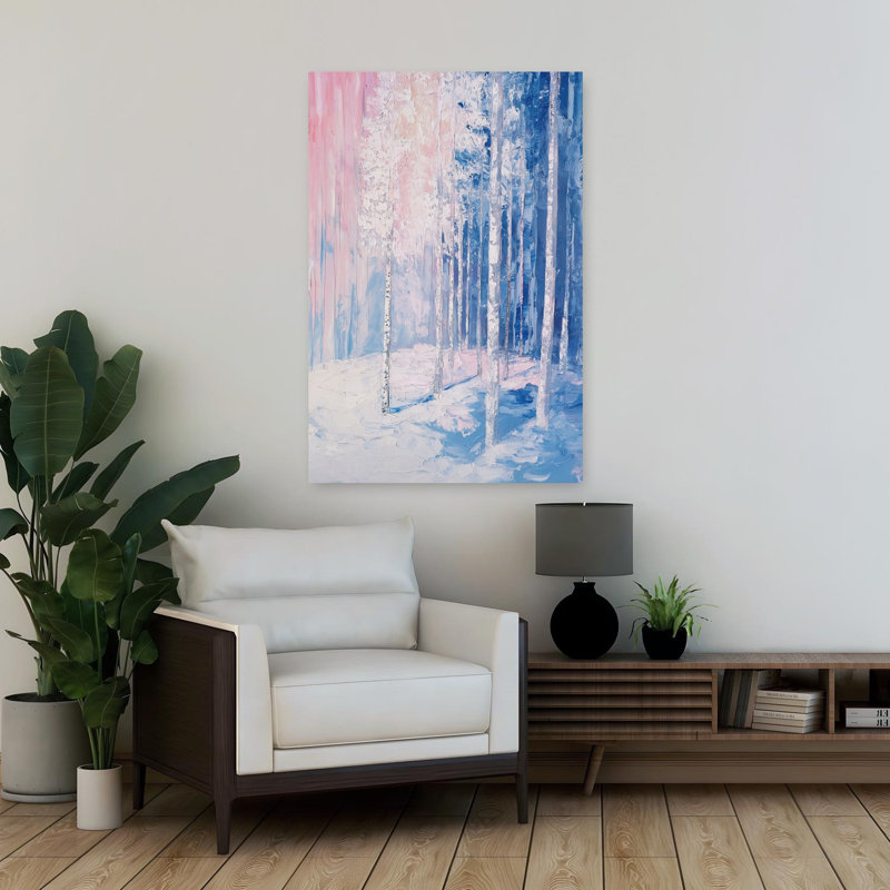 Art mural abstrait bleu et rose, 36" H x 24" W
