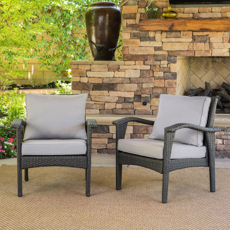 Duo de fauteuils club gris - Siège - Argenté + fer, unité de tissu imperméable en fer PE pour 2 chaises de patio