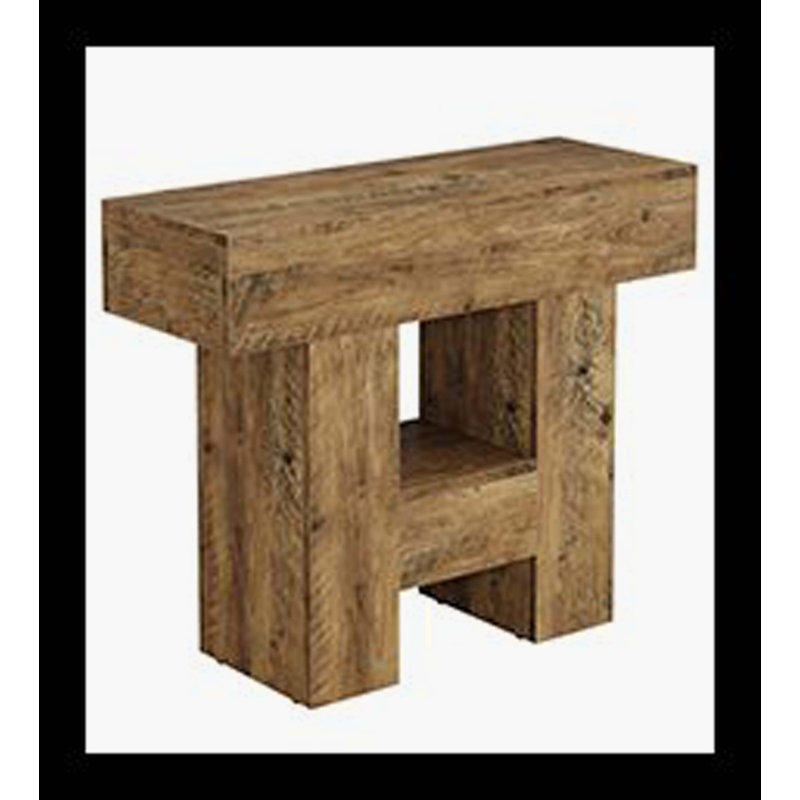 31.5" End Table, Farmhouse Sofa Side Table With 2-Tier Shelf And Heavy Duty Base