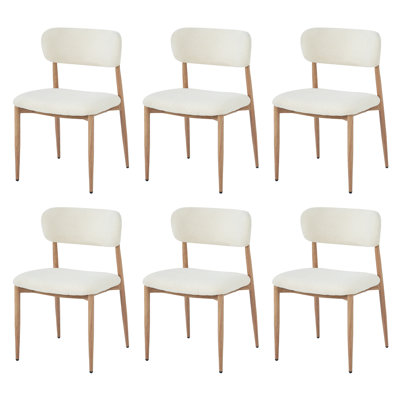 Boucle Upholstered Metal Side Chair in Beige