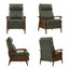 Fauteuil inclinable en cuir véritable avec accoudoirs en bois massif, fauteuil inclinable moderne à dossier haut Mid Century, fauteuil inclinable manuel réglable à 3 positions pour la chambre à coucher et le coin lecture-548712043