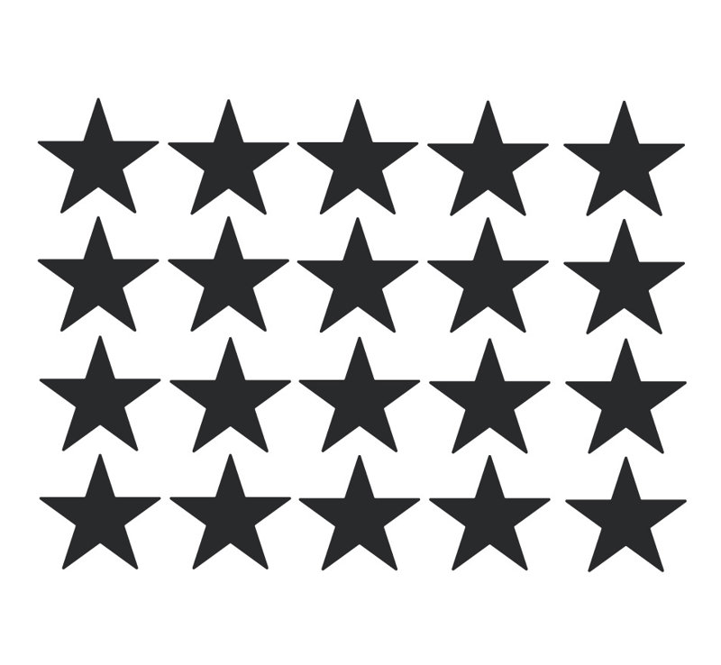 Décalcomanie murale étoiles americana, H 48 po x l 65 po x P 0,01 po, Noir