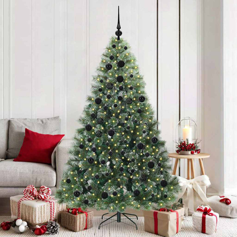  Artificial Christmas Tree with 300 LEDs Green PE and PVC, Black, 5.91' H