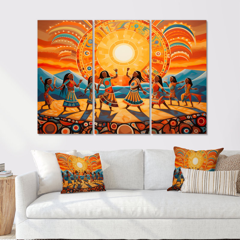 Ensemble de salon Native American Dance Of The Sun Energetic - Native American Wall Art, H 28 po x l 36 po